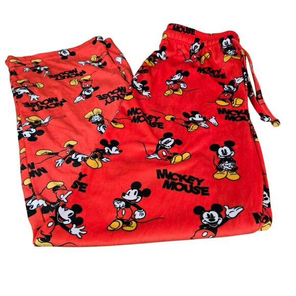 Mickey Mouse Red Super Soft Lounge Pants Size M Elastic Waist Drawstring POCKETS - Picture 2 of 13